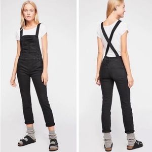 Free People Black Jean Overalls
